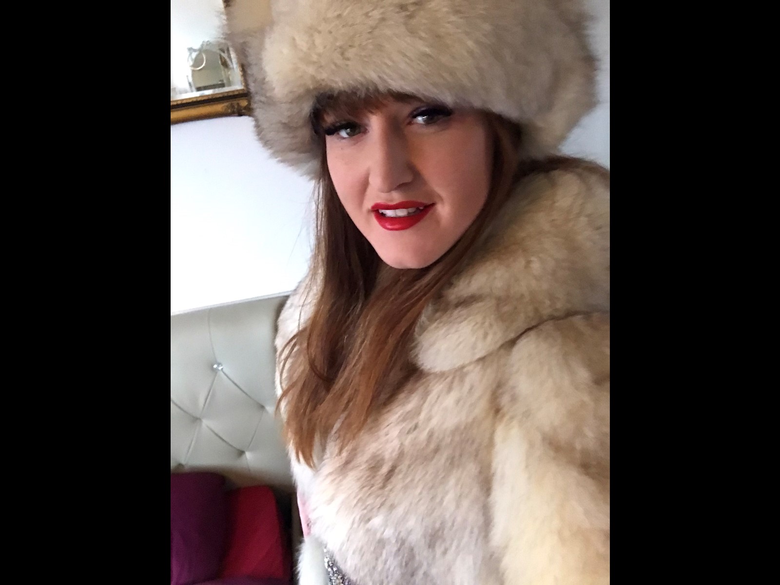 arctic fox fur hat and coat winter ice queen mistress Domina