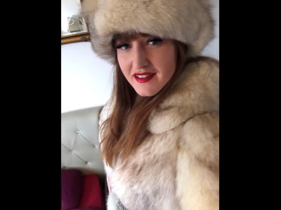 arctic fox fur hat and coat winter ice queen mistress Domina