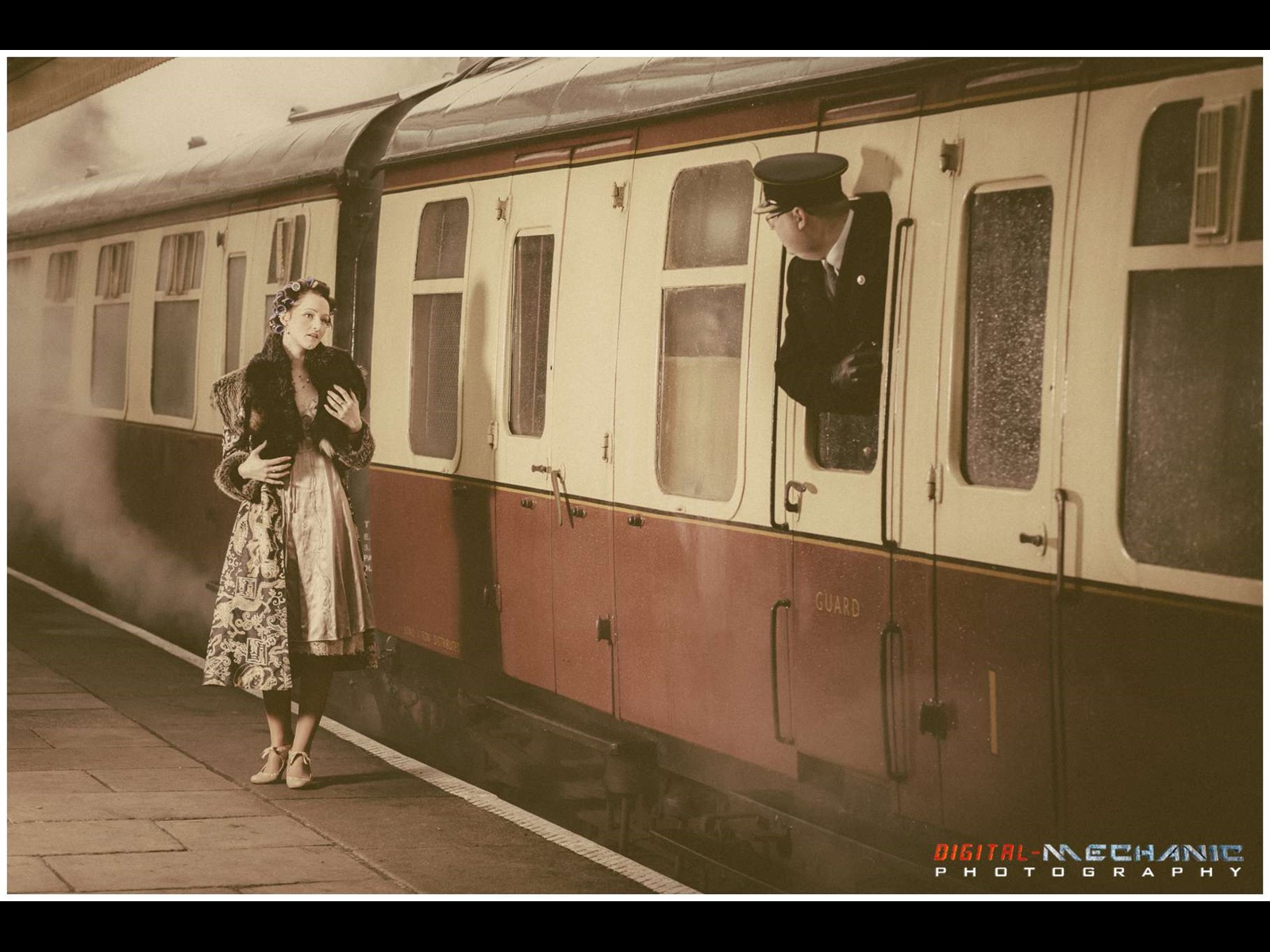 Vintage Grand Central Railway Fetish Model Train Conductor Curlers Retro Goddess Vivienne