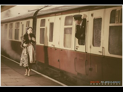 Vintage Grand Central Railway Fetish Model Train Conductor Curlers Retro Goddess Vivienne